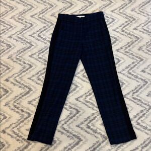 Veronica Beard Navy Plaid Trousers